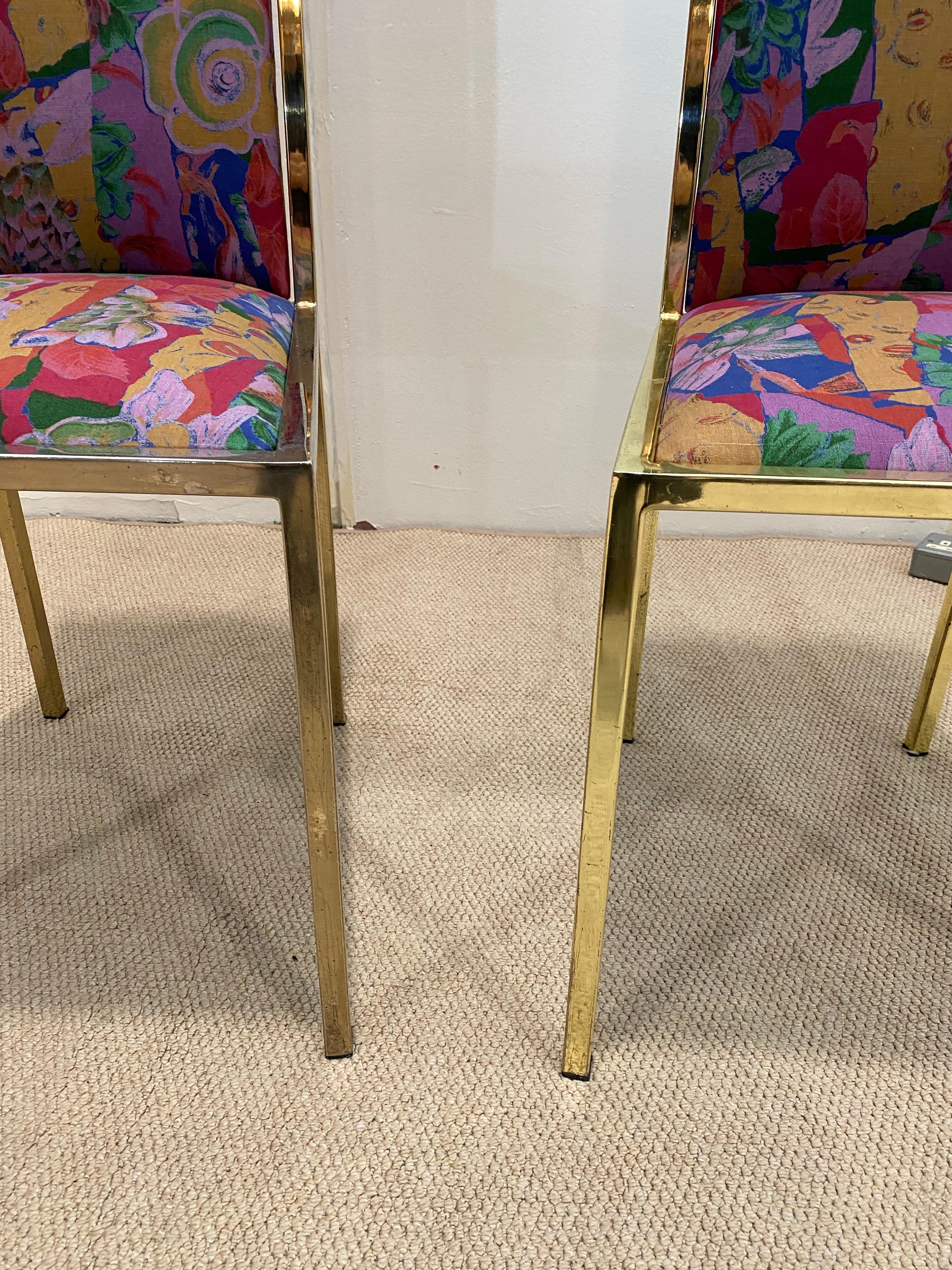 6 x Renato Zevi 1970er Messing-Esszimmerstühle in Yves Saint Laurent 80er Jahre Hollywood im Angebot 2