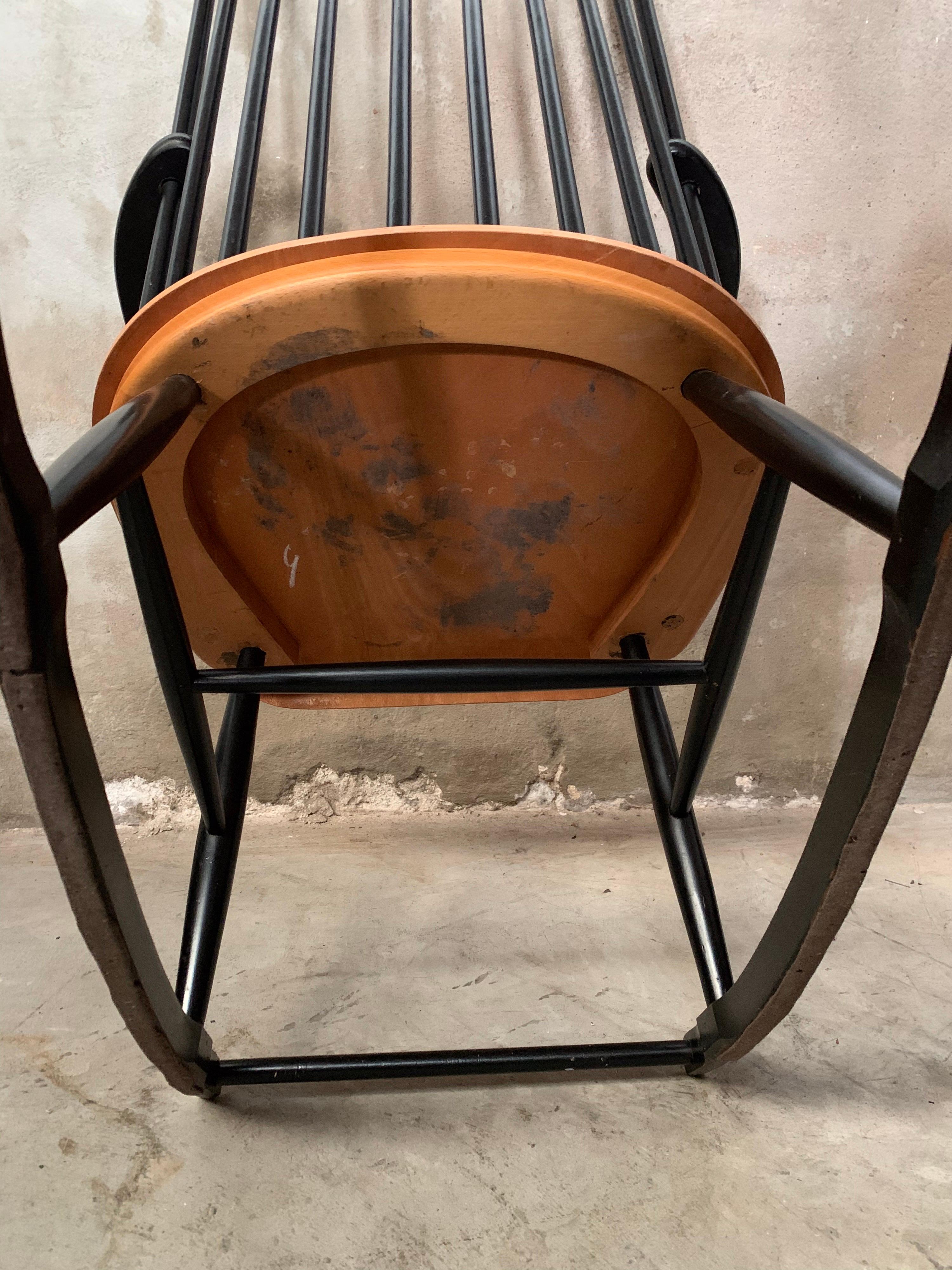 20th Century 60/70's Rocking Chair, Mademoiselle Rocking Chair, Inspired by Ilmari Tapiovaara