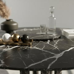 60" Alexander Schwarzer Marmor Lazy Susan Tisch - Runder großer massiver Marmortisch