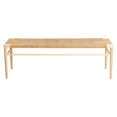 60" Ash and Natural Rush Bench by Smilow Furniture