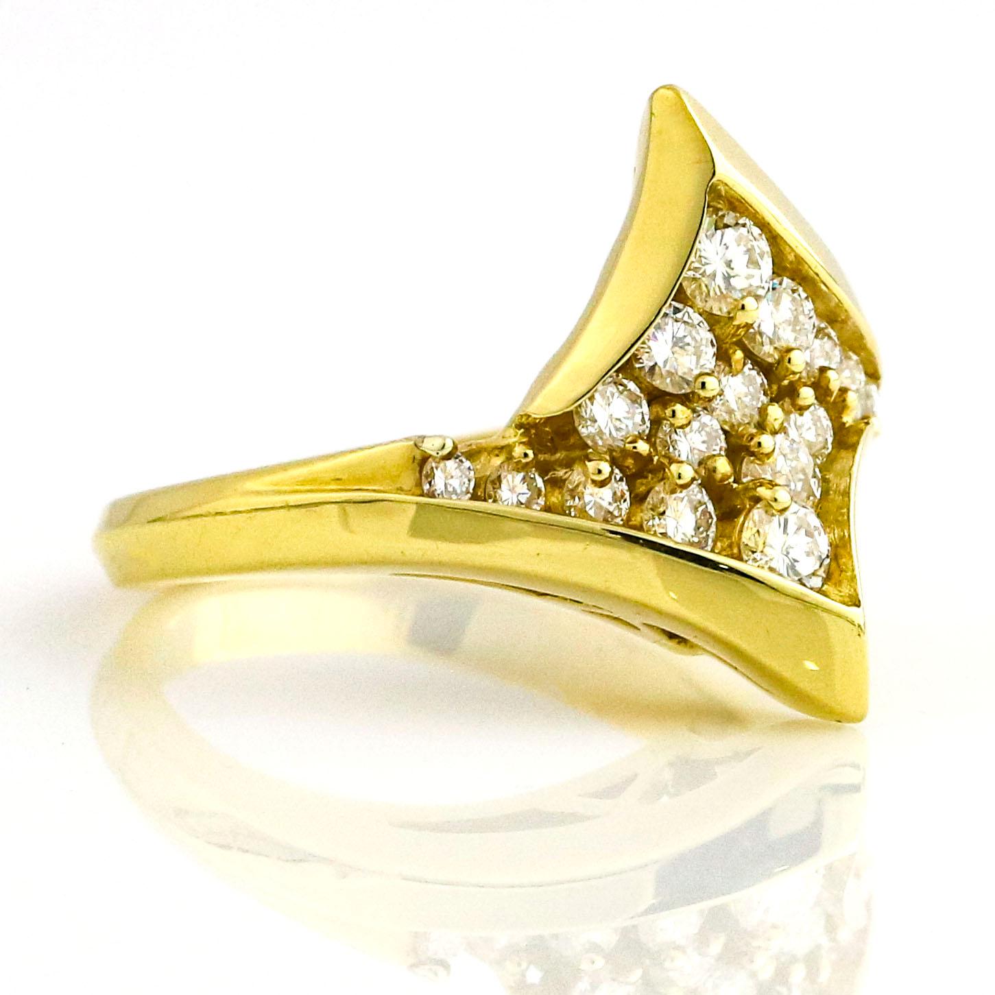 Contemporary .60 Carat 18 Karat Yellow Gold Diamond Fashion Ring For Sale