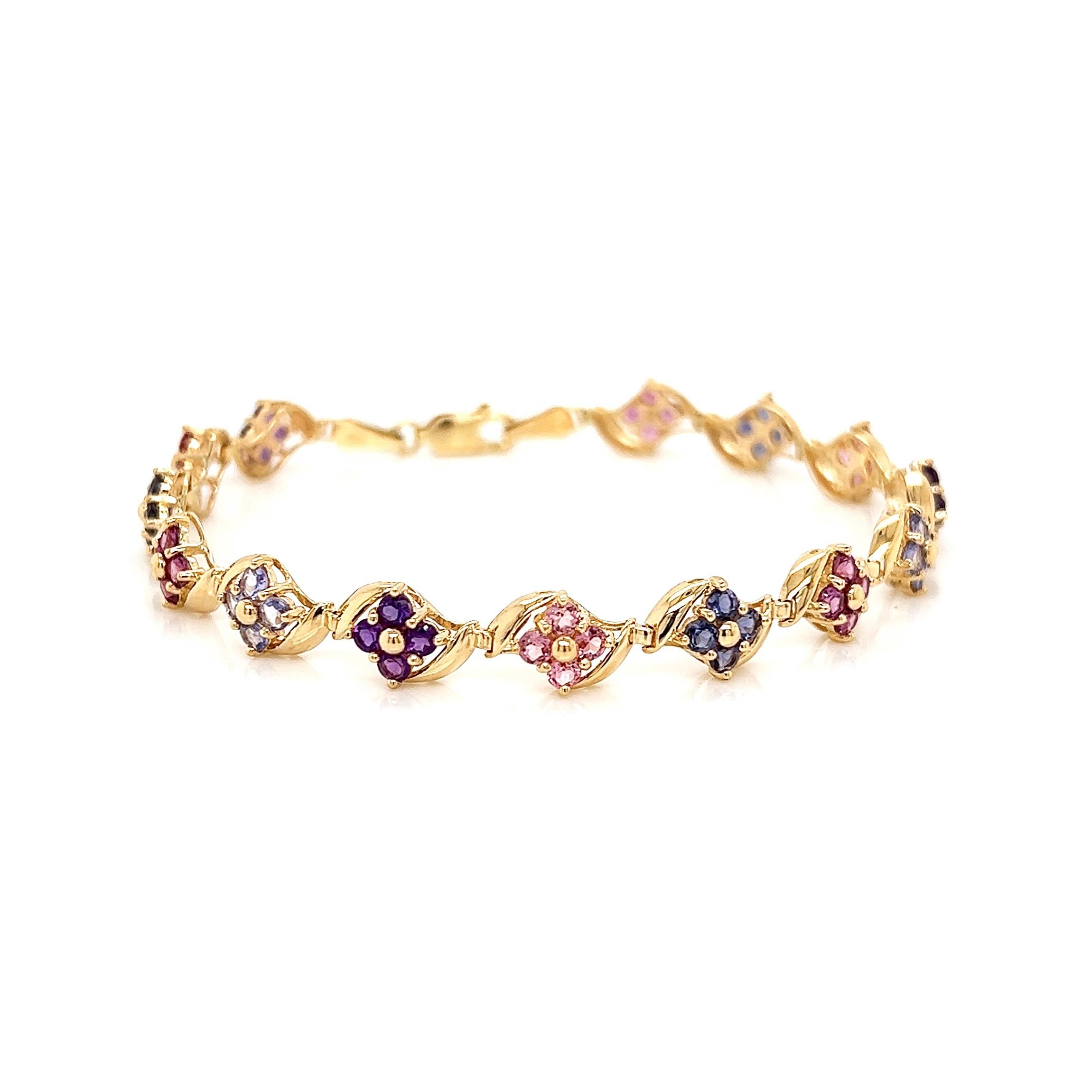 6.0 Carat Amethyst and Pink Sapphire Vintage Style Bracelet

-Metal Type: 14K Yellow Gold,
-Gemstone: Amethyst, Pink Sapphire
-Size: 7.0 inches

Handmade in New York City.