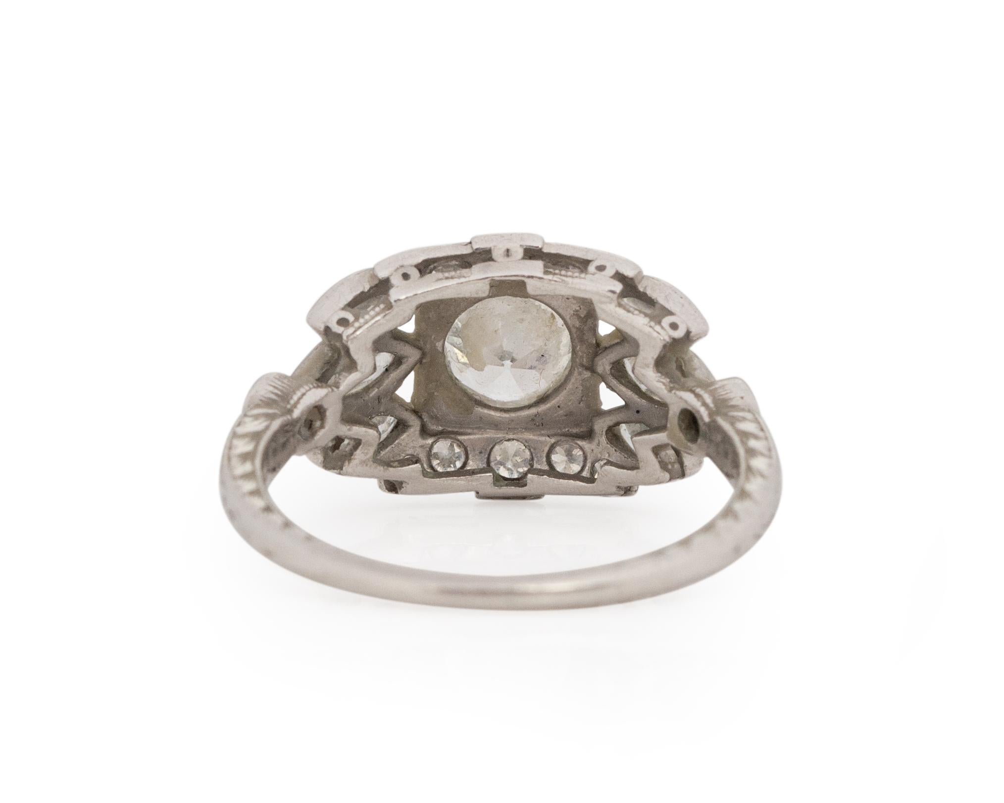 0,60 Karat Art Deco Diamant Platin Verlobungsring (Alteuropäischer Schliff) im Angebot