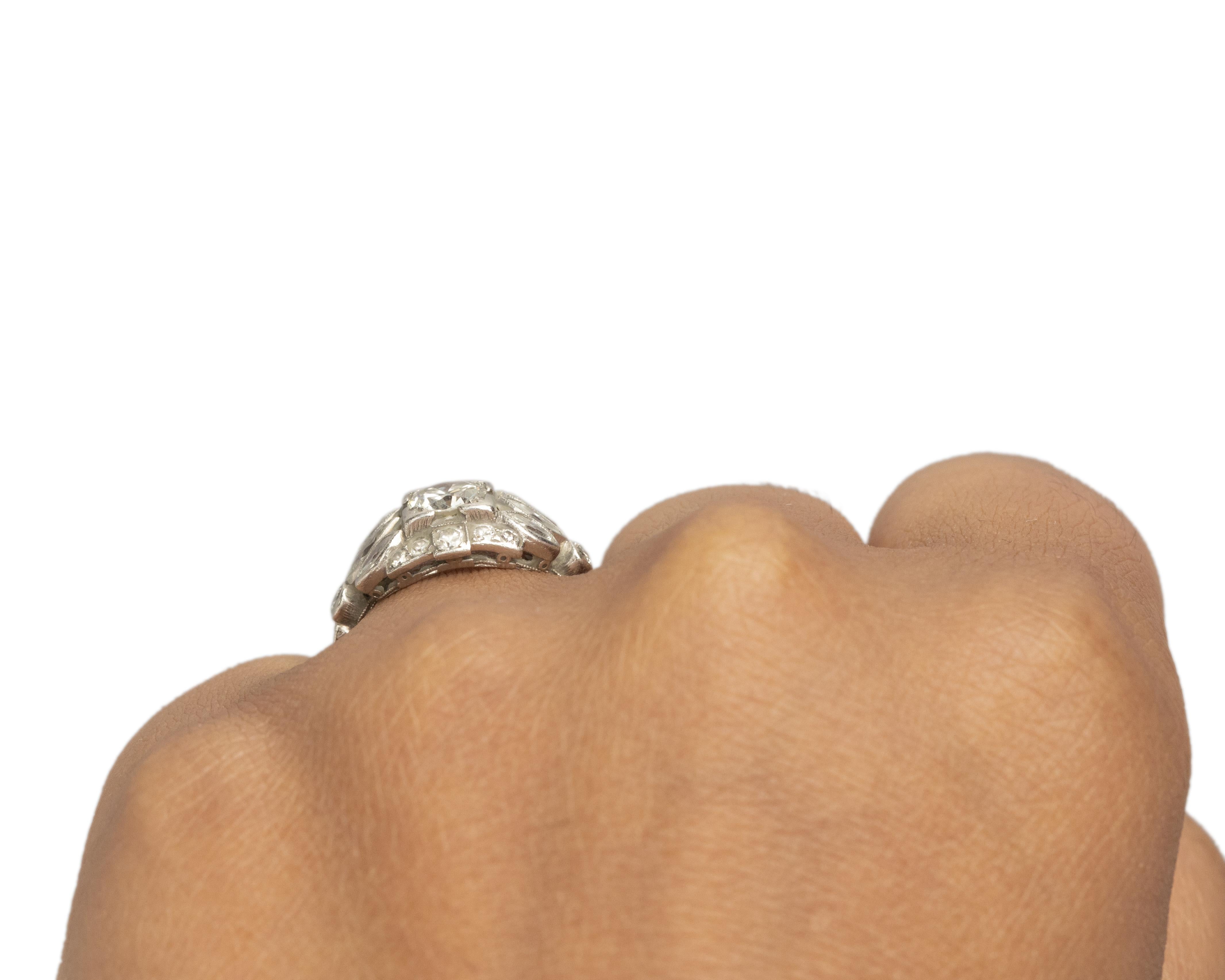 .60 Carat Art Deco Diamond Platinum Engagement Ring In Good Condition For Sale In Atlanta, GA