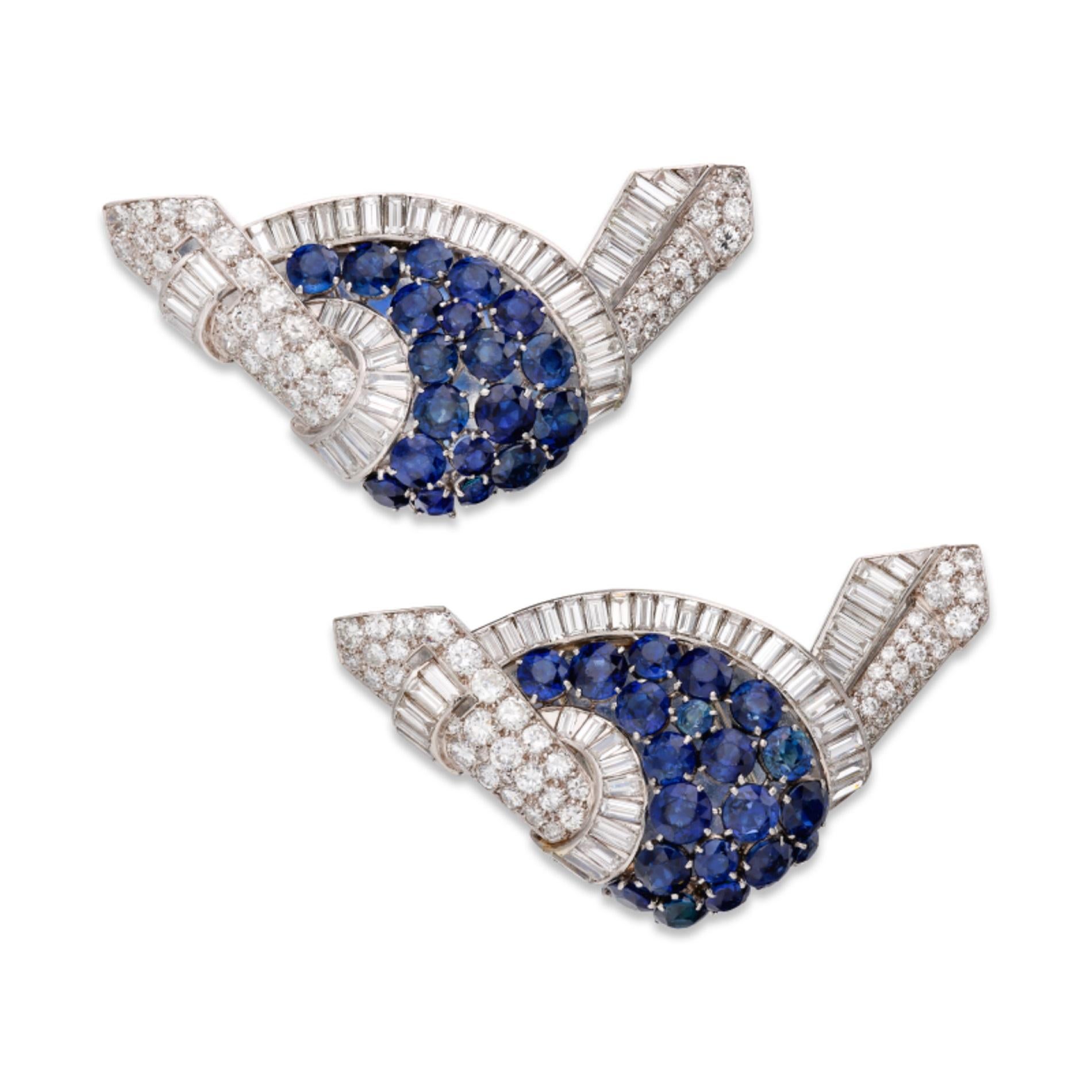 Contemporary 60 Carat Blue Sapphire Diamond Earrings For Sale