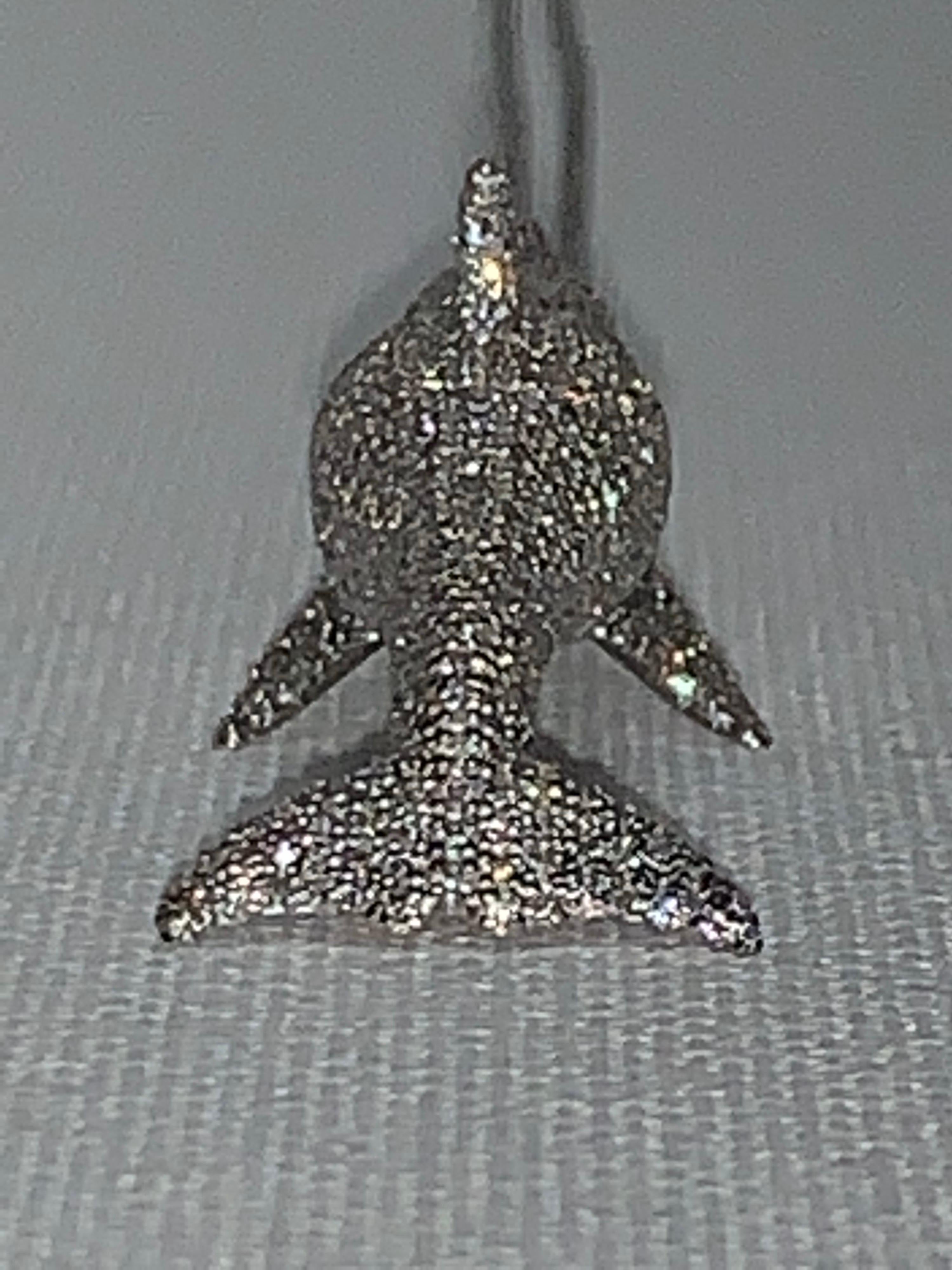 Round Cut White Diamond, Dolphin Pendant, 5.58 Carats For Sale