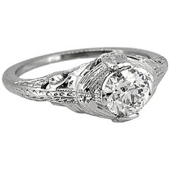 .60 Carat Diamond Antique Engagement Ring 18 Karat White Gold