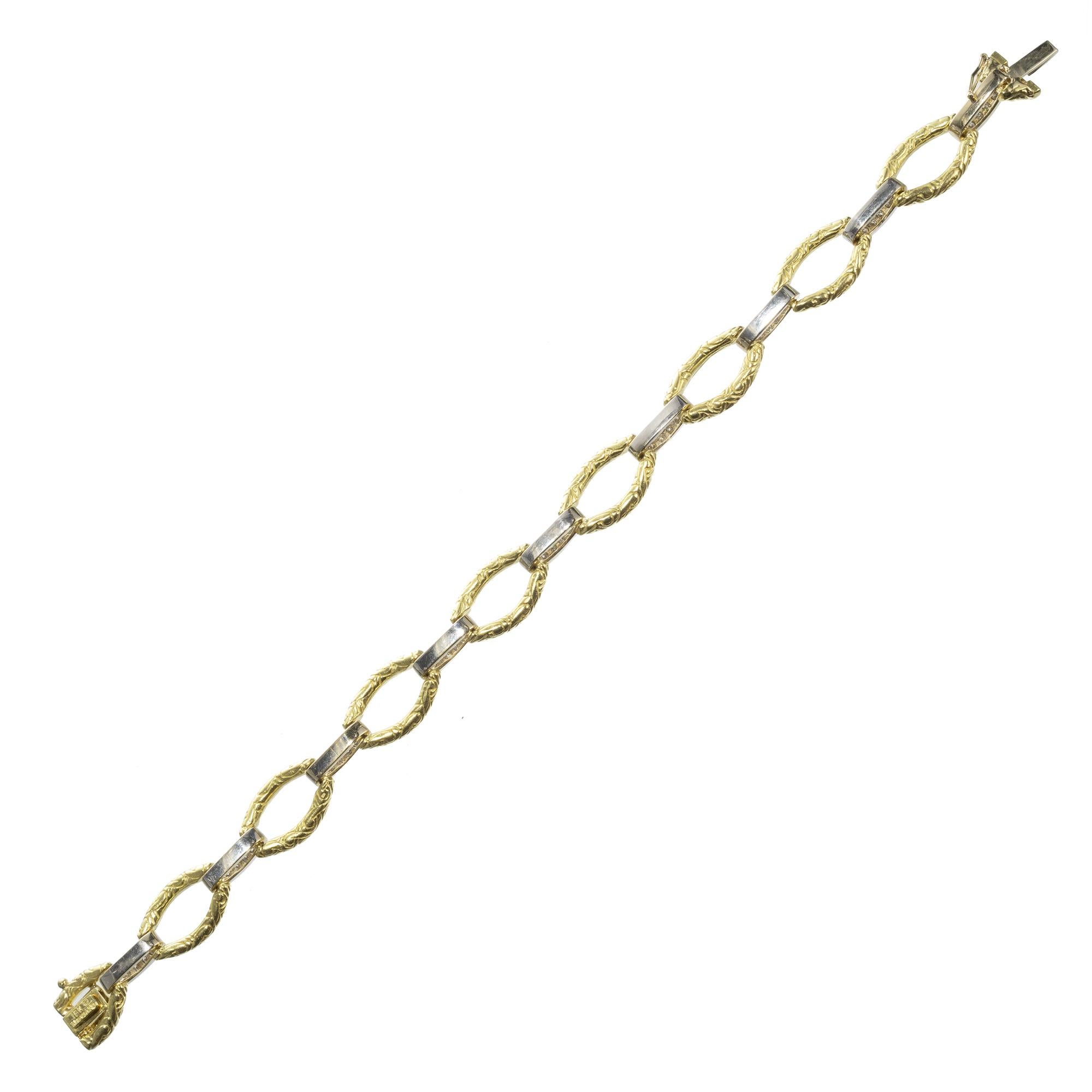 Women's .60 Carat Diamond Gold Textured Link Bracelet