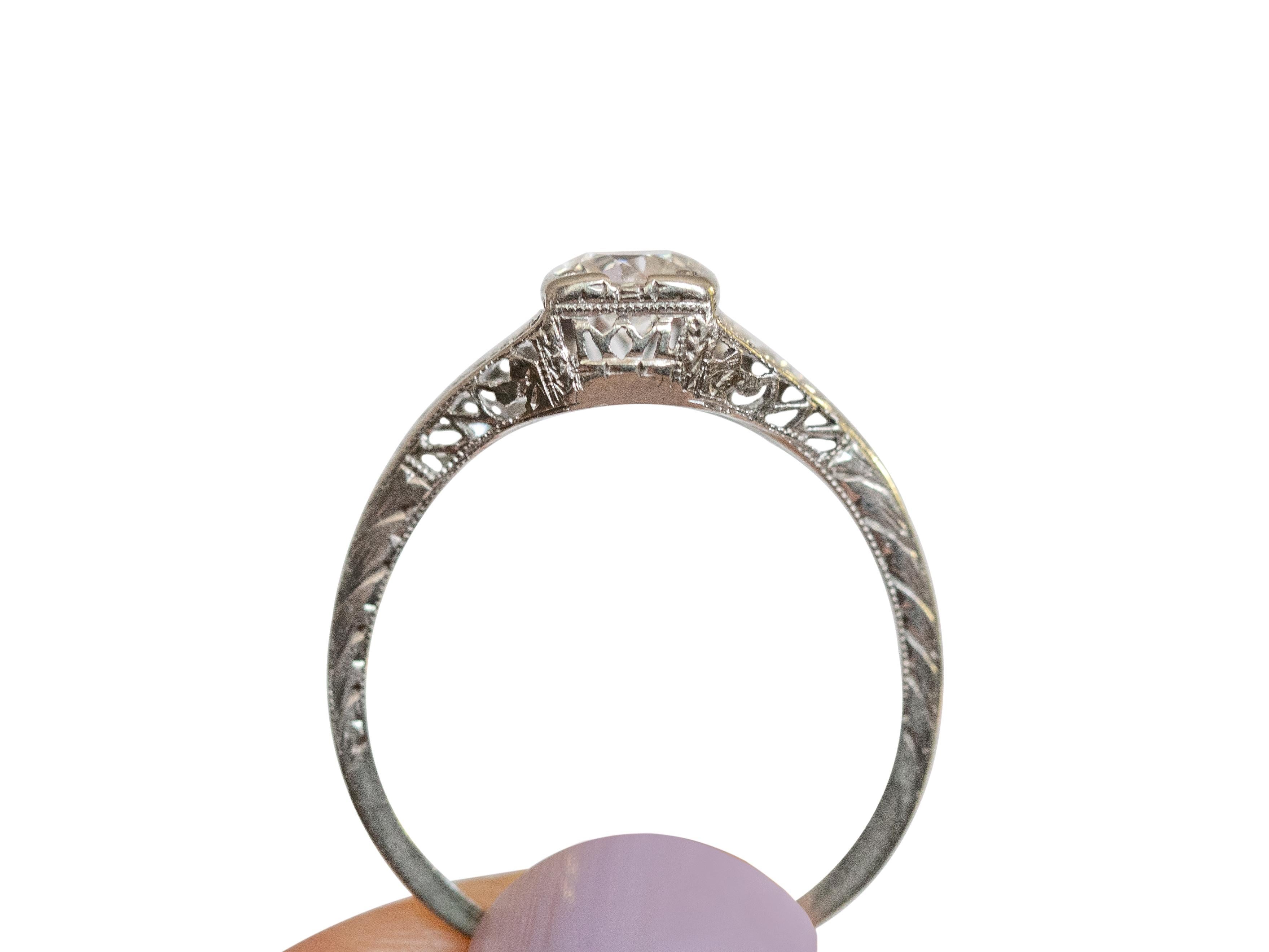 Art Deco .60 Carat Diamond Platinum Engagement Ring