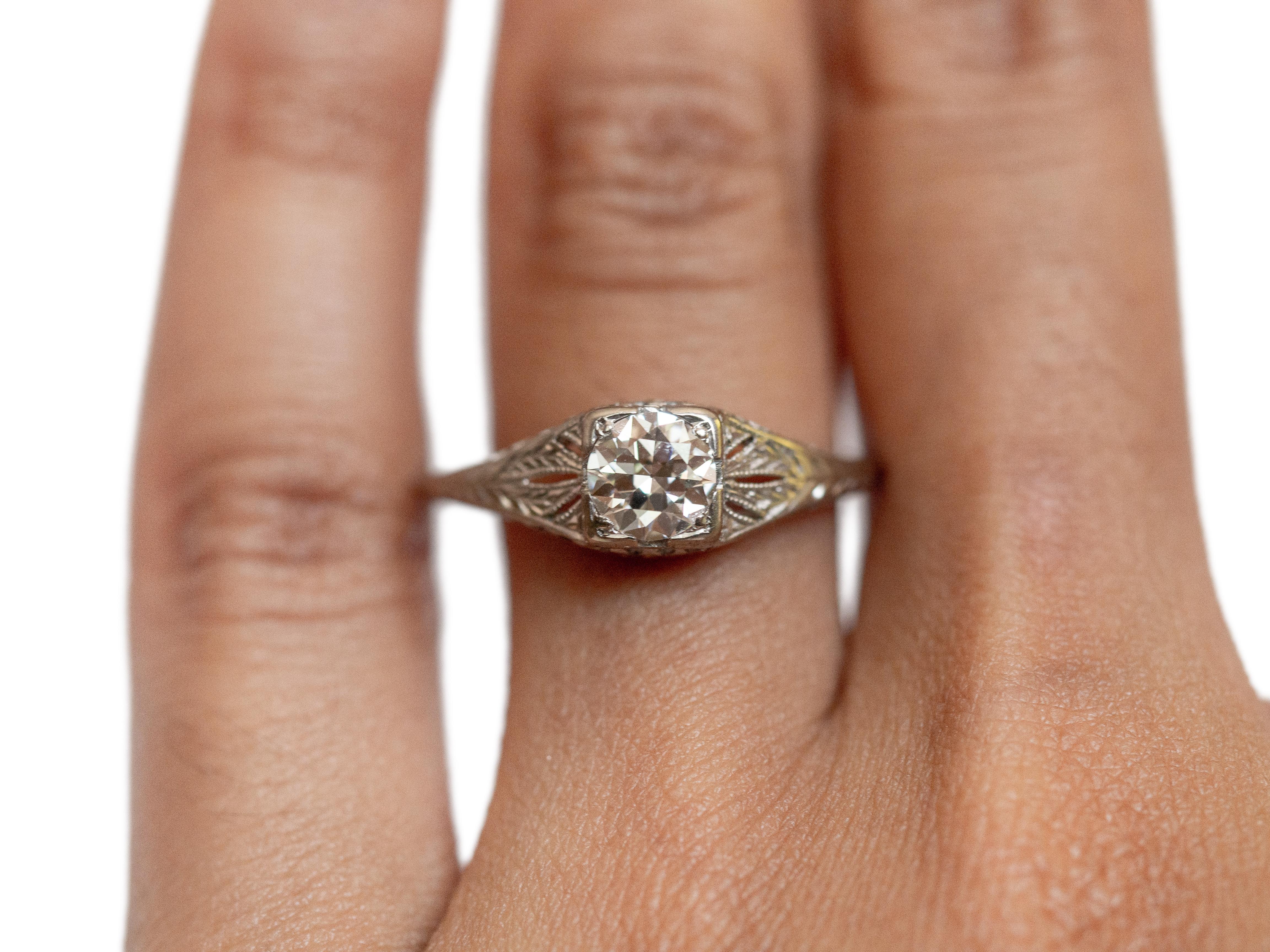 Old European Cut .60 Carat Diamond Platinum Engagement Ring