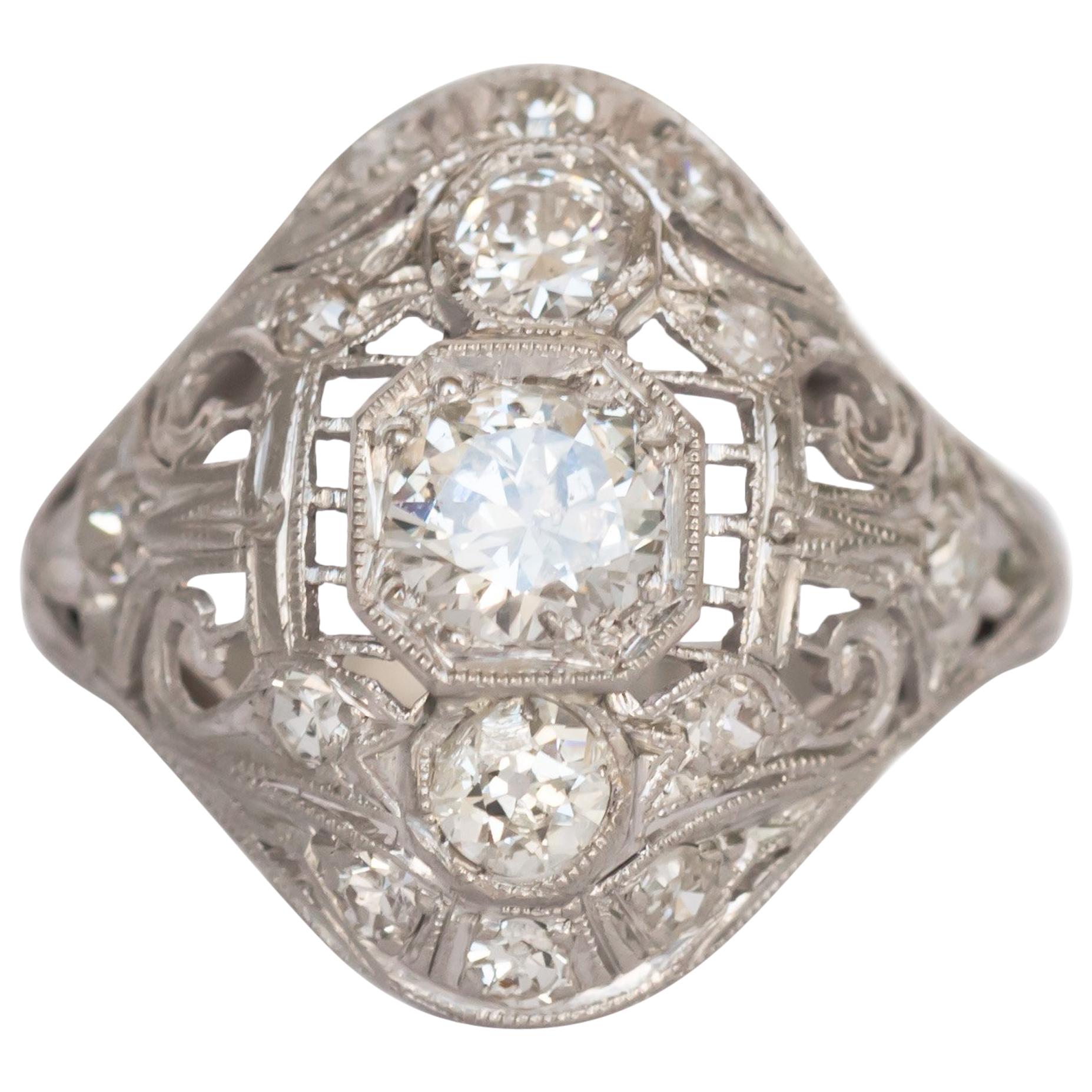 Bague de fiançailles en platine avec diamants de 0,60 carat