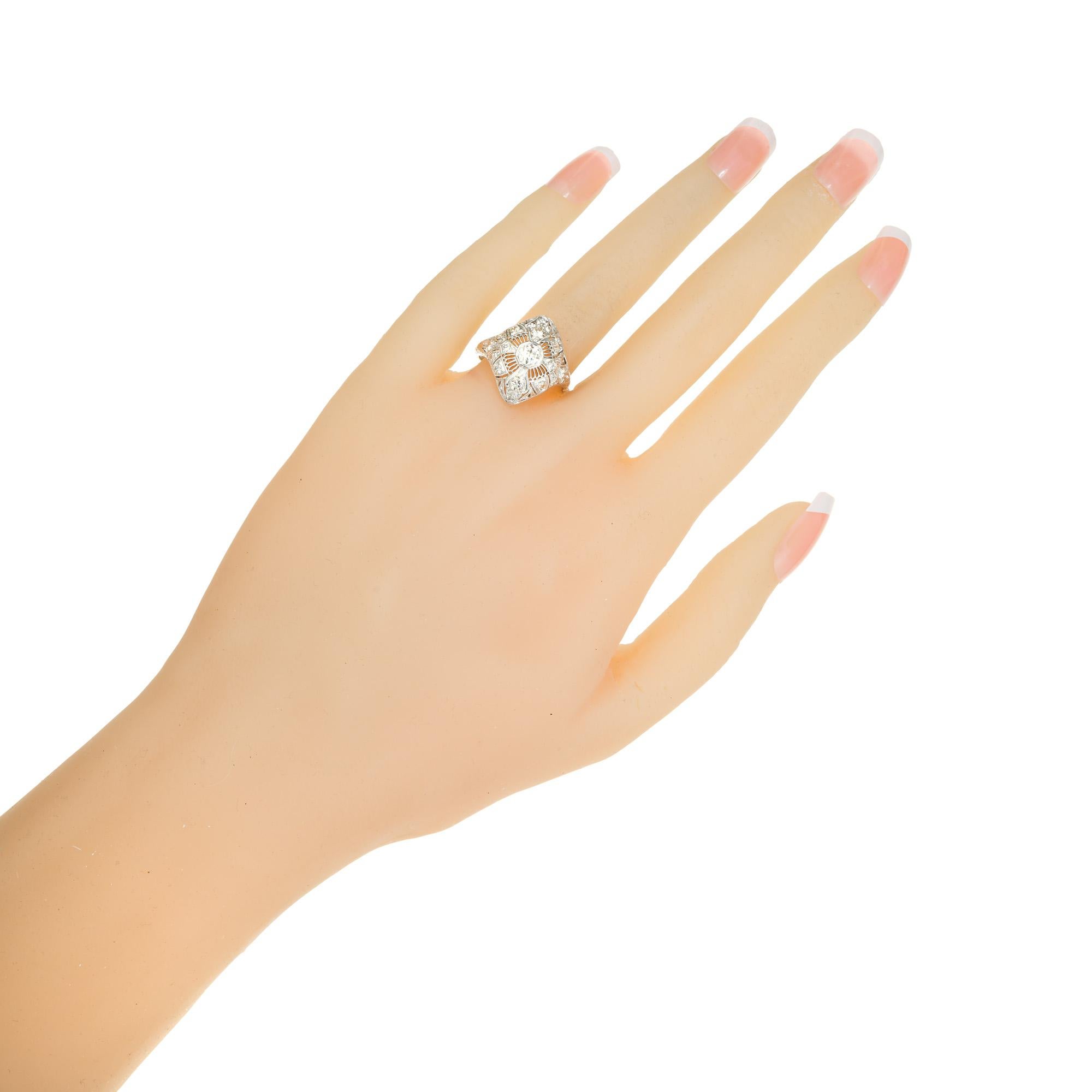 .60 Carat Diamond Platinum Filigree Dome Ring For Sale 2