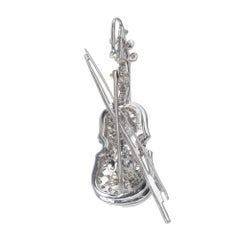 .60 Carat Diamond Platinum Violin Pendant Brooch