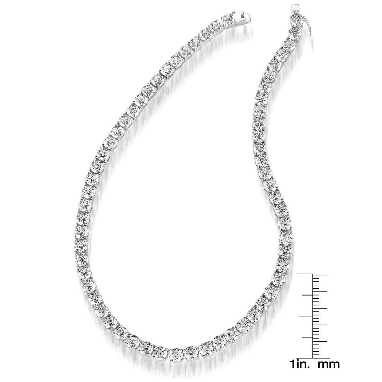 Round Cut 60-Carat Diamond Tennis Necklace  0.70 Carat Each  F-G-H Color  VS Clarity For Sale