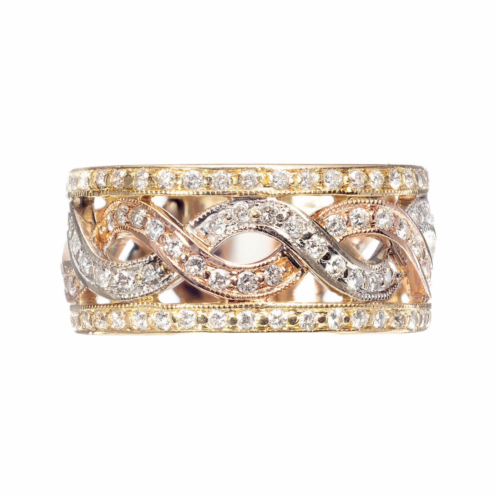 .60 Carat Diamond Tri-color Infinity Open Loop Band Ring 