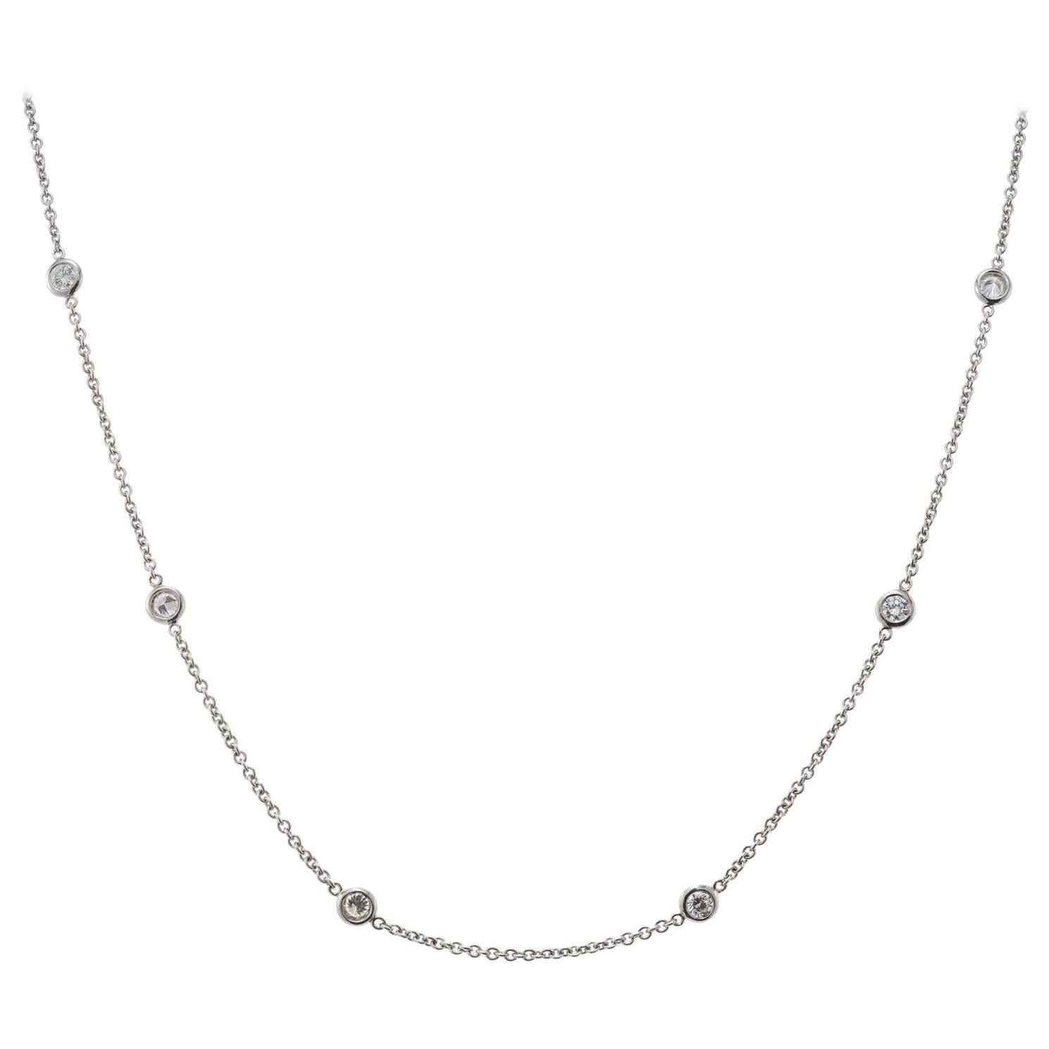 .60 Carat Diamond White Gold by the Yard Necklace For Sale