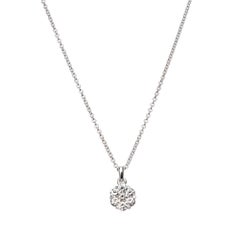 .60 Carat Diamond White Gold Cluster Pendant Necklace