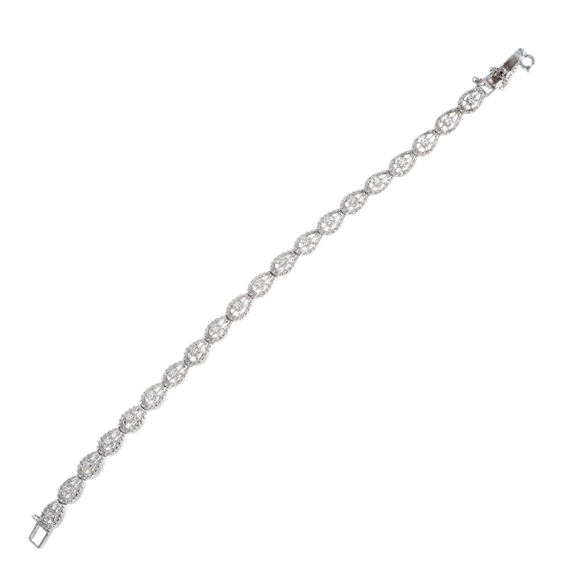 Round Cut .60 Carat Diamond White Gold Horseshoe Link Bracelet For Sale