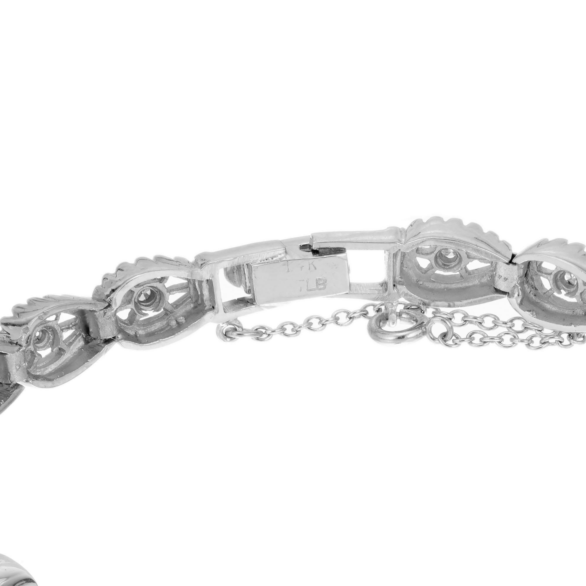 Women's .60 Carat Diamond White Gold Horseshoe Link Bracelet For Sale