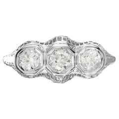 .60 Carat Diamond White Gold Three Stone Ring