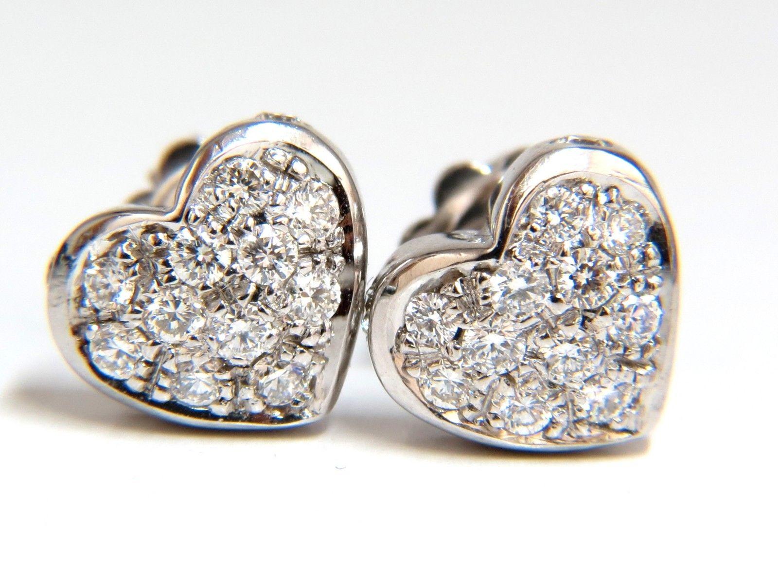 .60 Carat Diamonds Heart Cluster Earrings 14 Karat Stud In New Condition In New York, NY