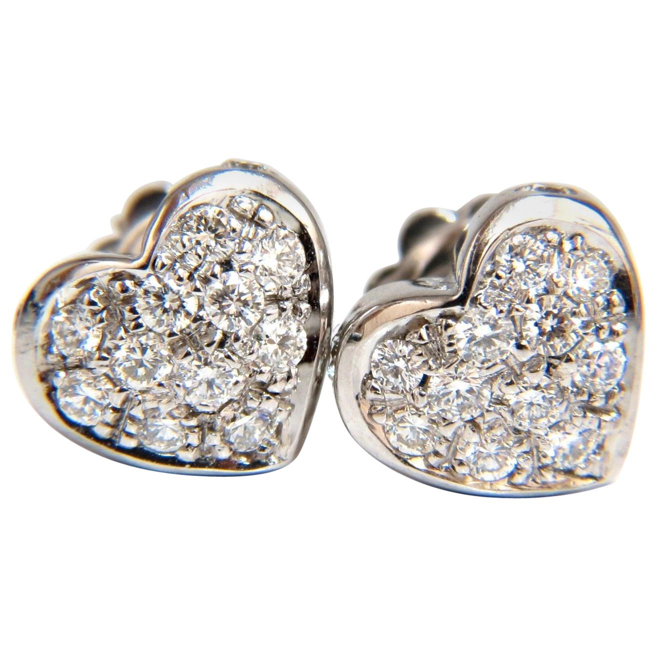 .60 Carat Diamonds Heart Cluster Earrings 14 Karat Stud