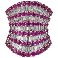 6.0 Carat G VVS Diamond 5.50 Carat Pink Sapphire Wide Ring