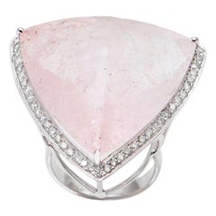 60 Carat Morganite Diamonds 18 Karat White Gold Cocktail Ring