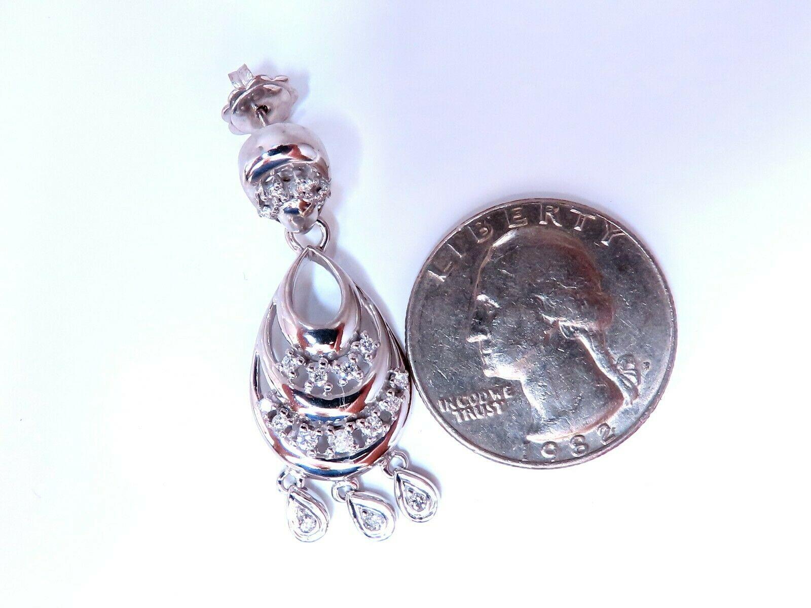 Women's or Men's .60 Carat Natural Diamond Semi Crescent Dangle Earrings 14kt For Sale