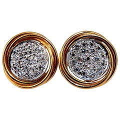 . Pendientes circulares con clip y racimo de diamantes naturales de 0,60 quilates, en oro de 14 quilates y adornos*
