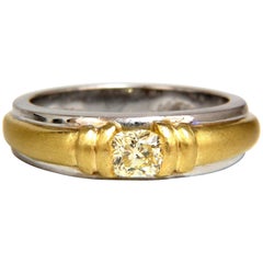 .60 Carat Natural Fancy Yellow Diamond Men's Ring 18 Karat Platinum