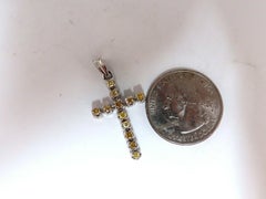.60 Carat Natural Fancy Yellow Diamonds Cross Pendant 14 Karat*