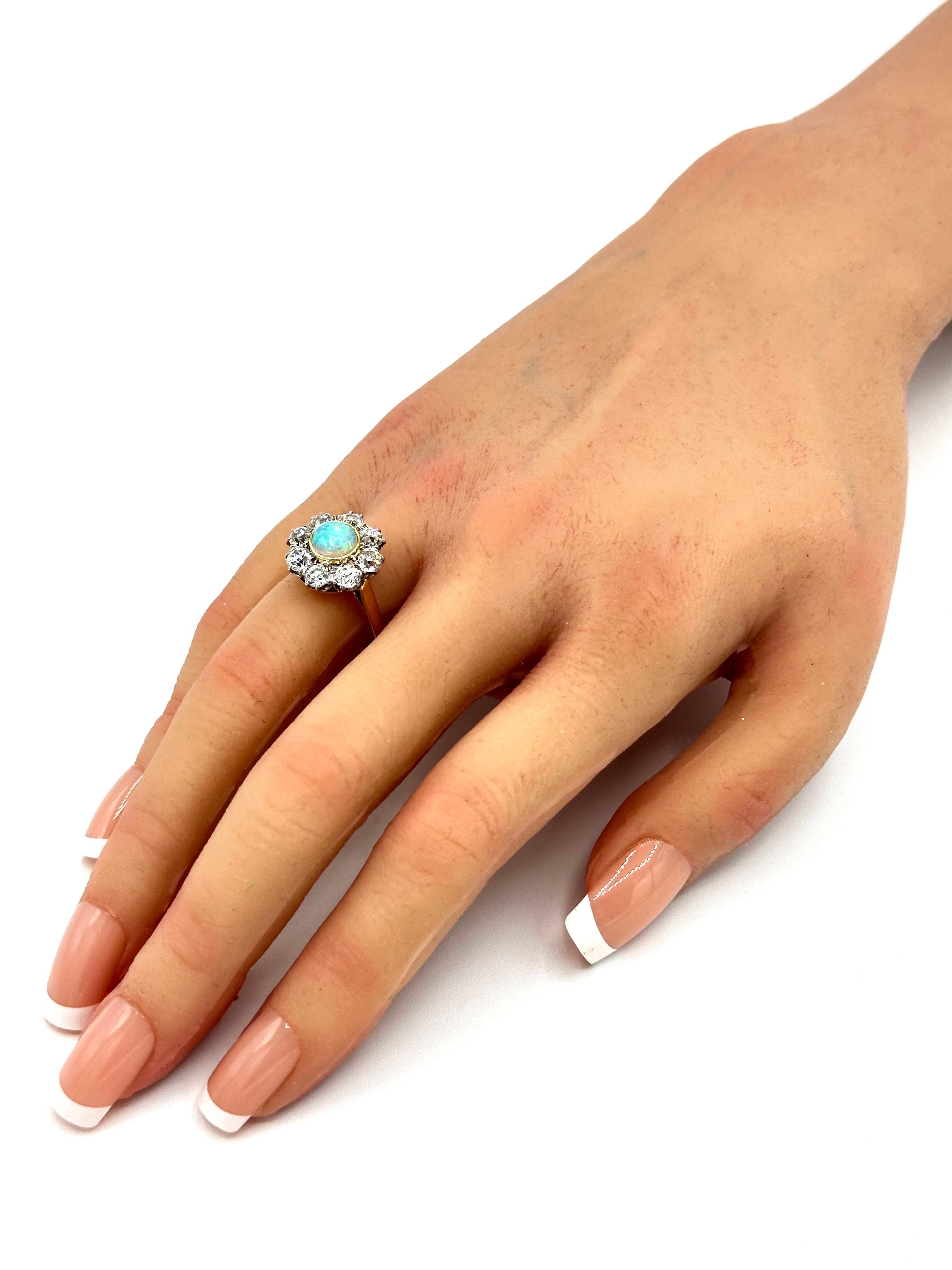 Women's .60 Carat Opal & 2.32 Carats in Diamonds 18K & Platinum Cocktail Ring For Sale