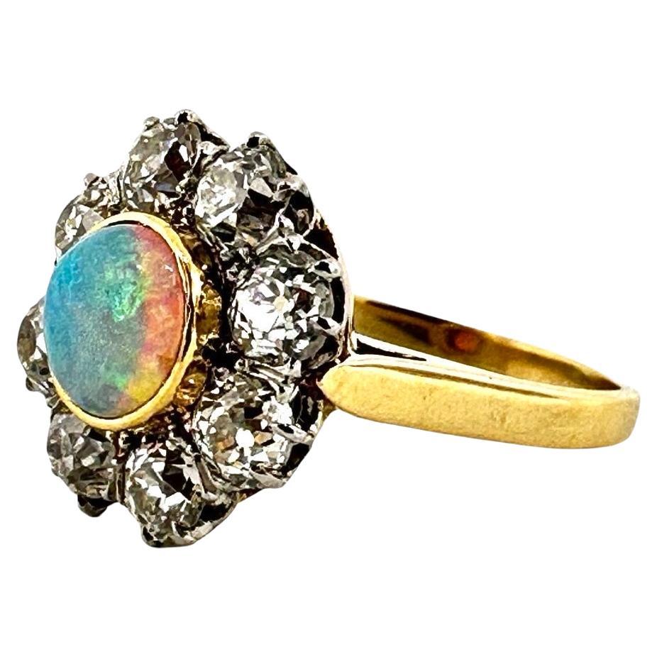 .60 Carat Opal & 2.32 Carats in Diamonds 18K & Platinum Cocktail Ring