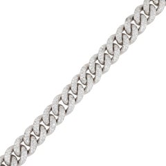 Natural 6.0 Carat Diamond Pave Cuban Link 14-Karat Bracelet In Stock