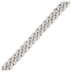 Used 6.0 Carat Pave Diamond Cuban Link Bracelet 14 Karat in Stock