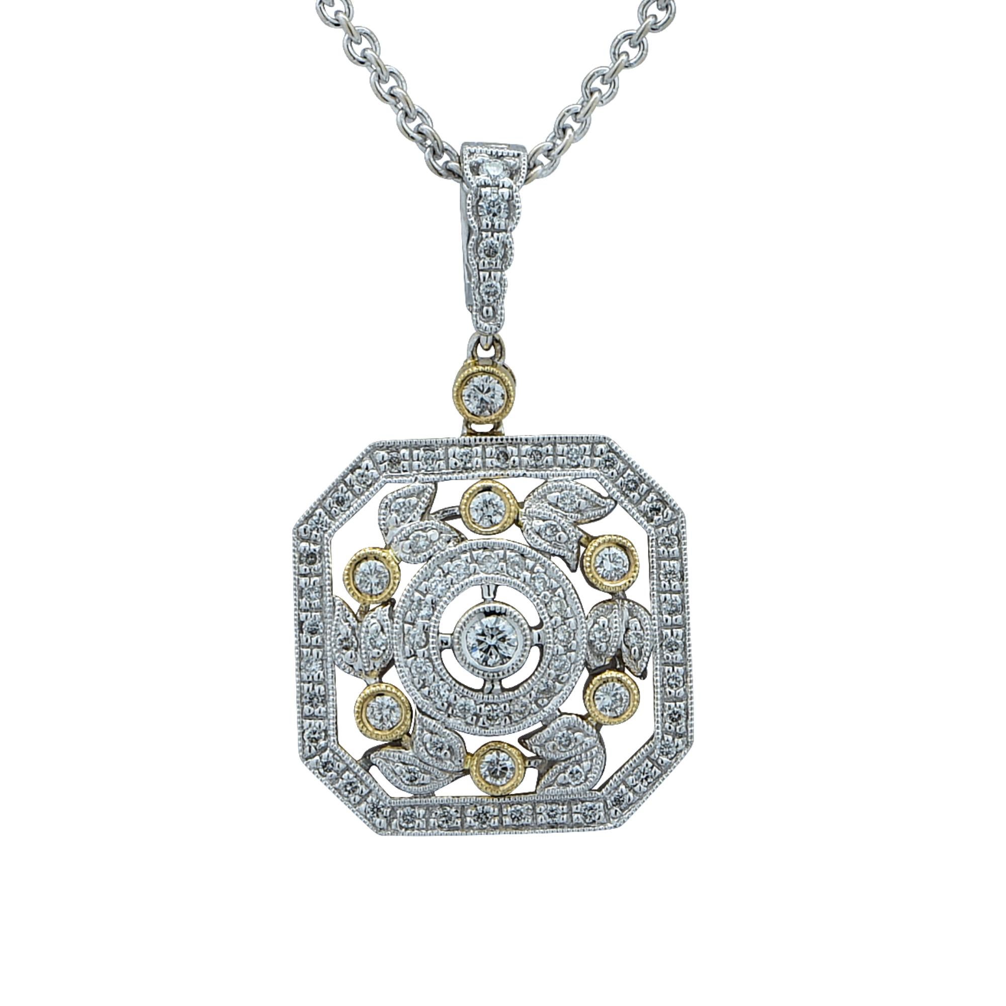 .60 Carat Round Brilliant Cut Diamond Two-Tone Gold Necklace