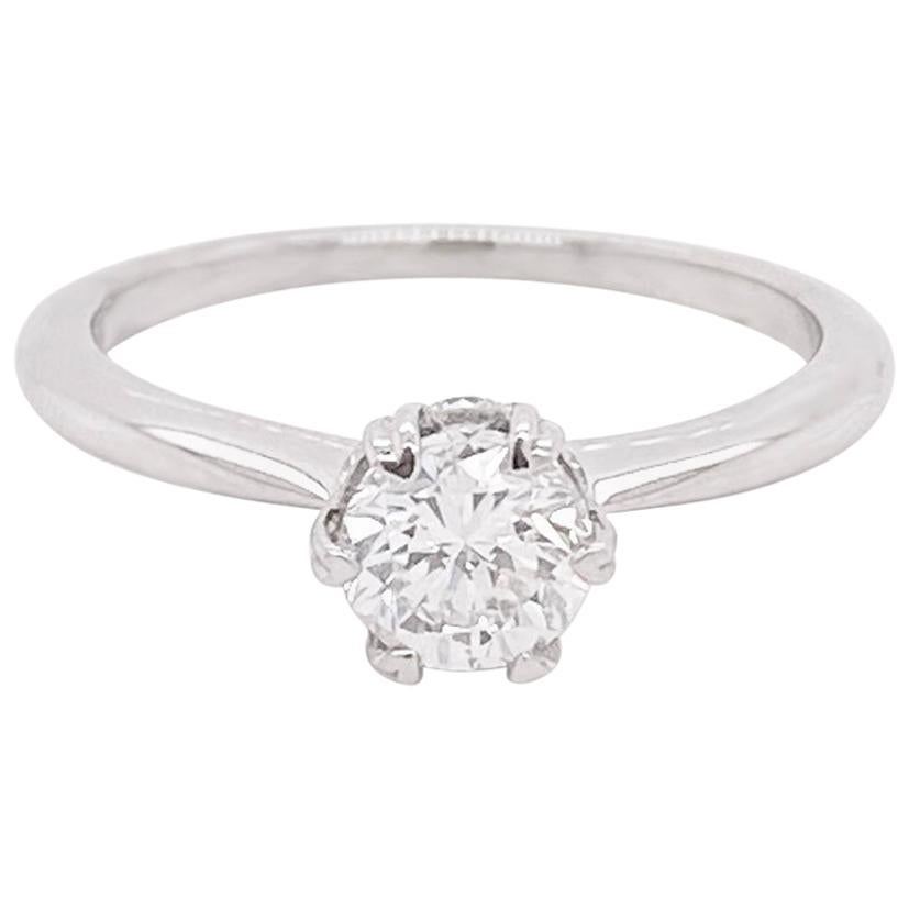 .60 Carat Round Diamond Platinum Solitaire Hidden Halo and Heart Prongs For Sale