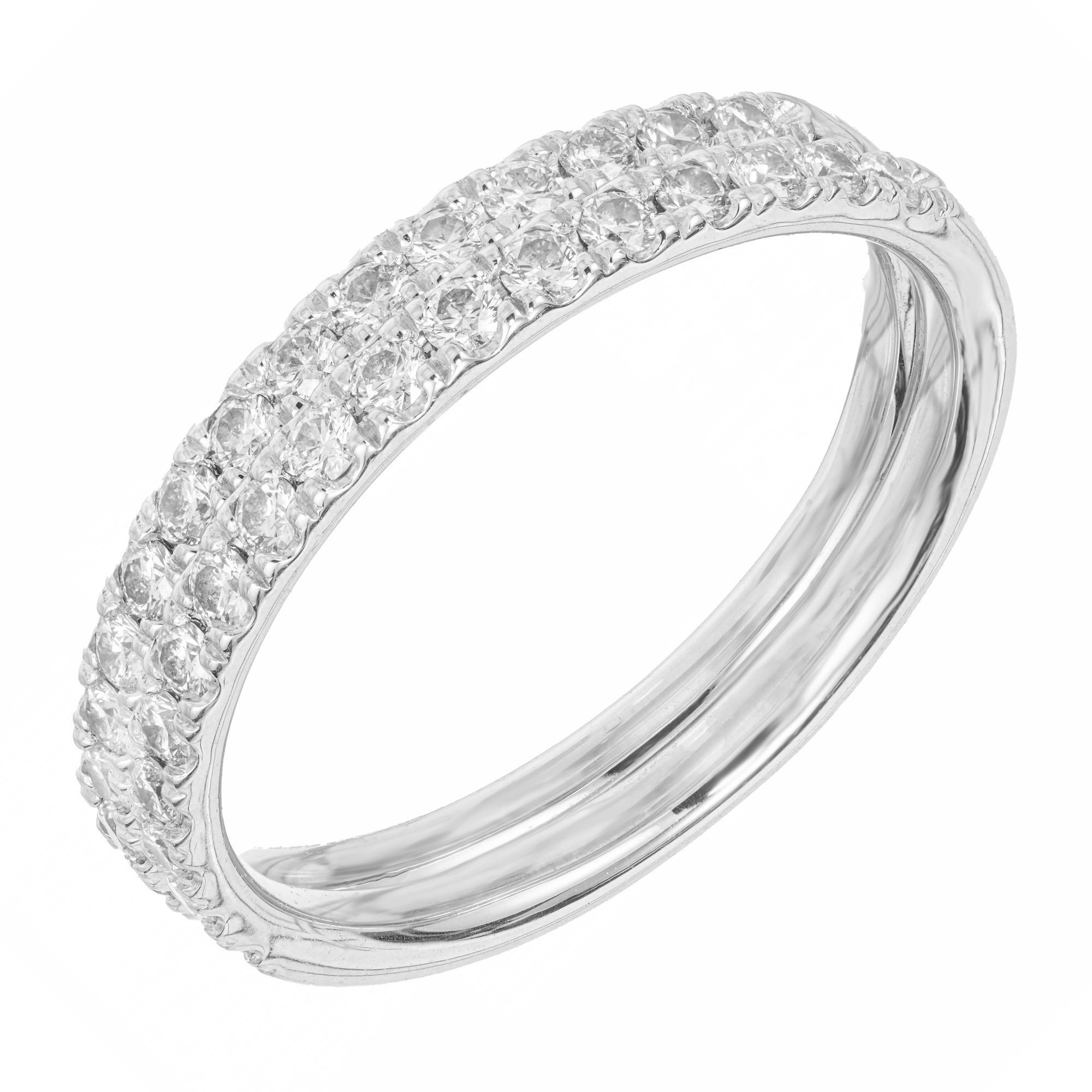 Taille ronde .60 Carat Round Diamond Platinum Wedding Band Rings en vente