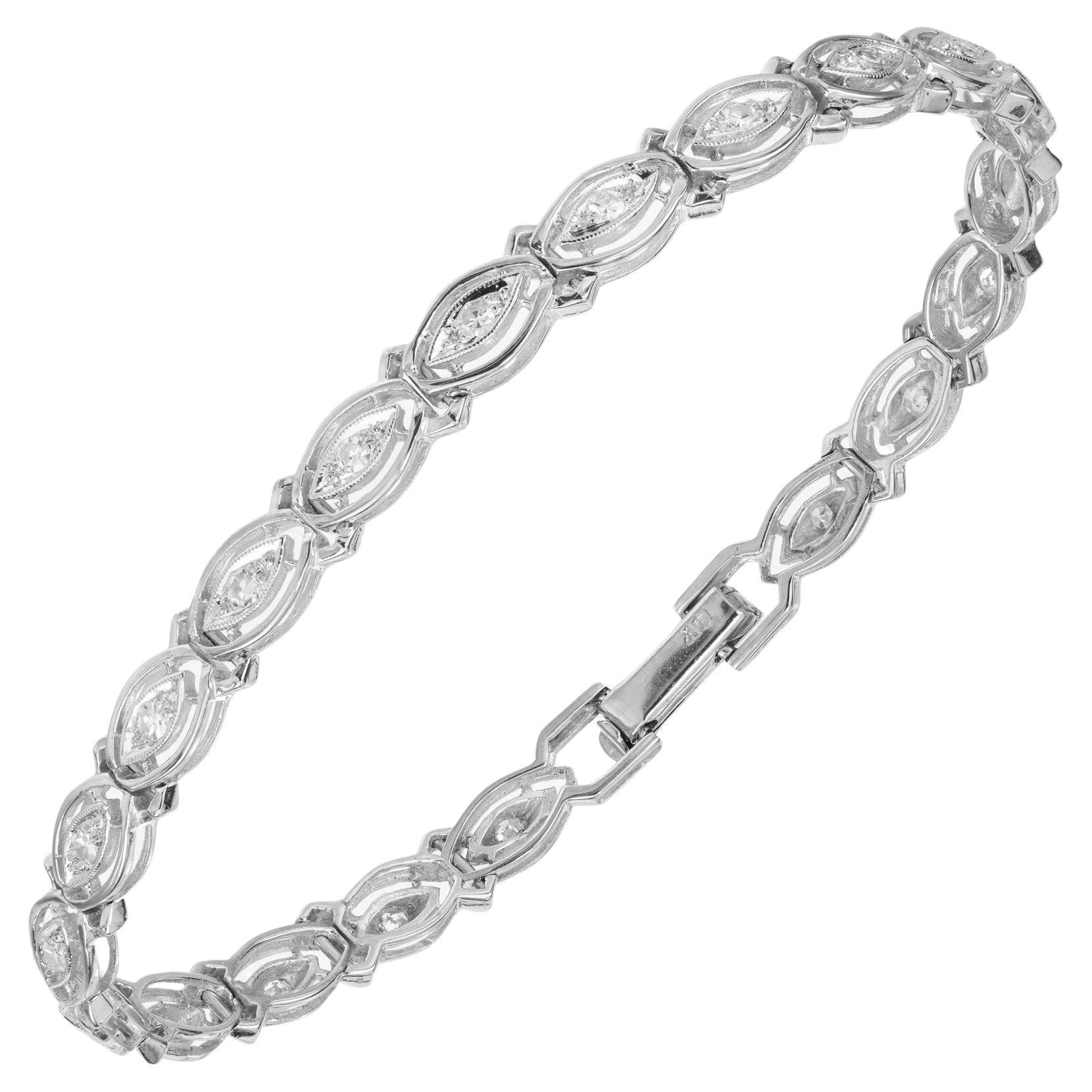Bracelet à maillons en or blanc avec diamants ronds de 0,60 carat 