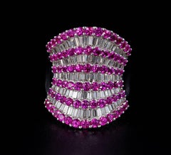 6.0 Carat G VVS Diamond 5.50 Carat Pink Sapphire Wide Ring