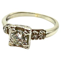 14K White Gold Vintage Diamond Engagement Ring