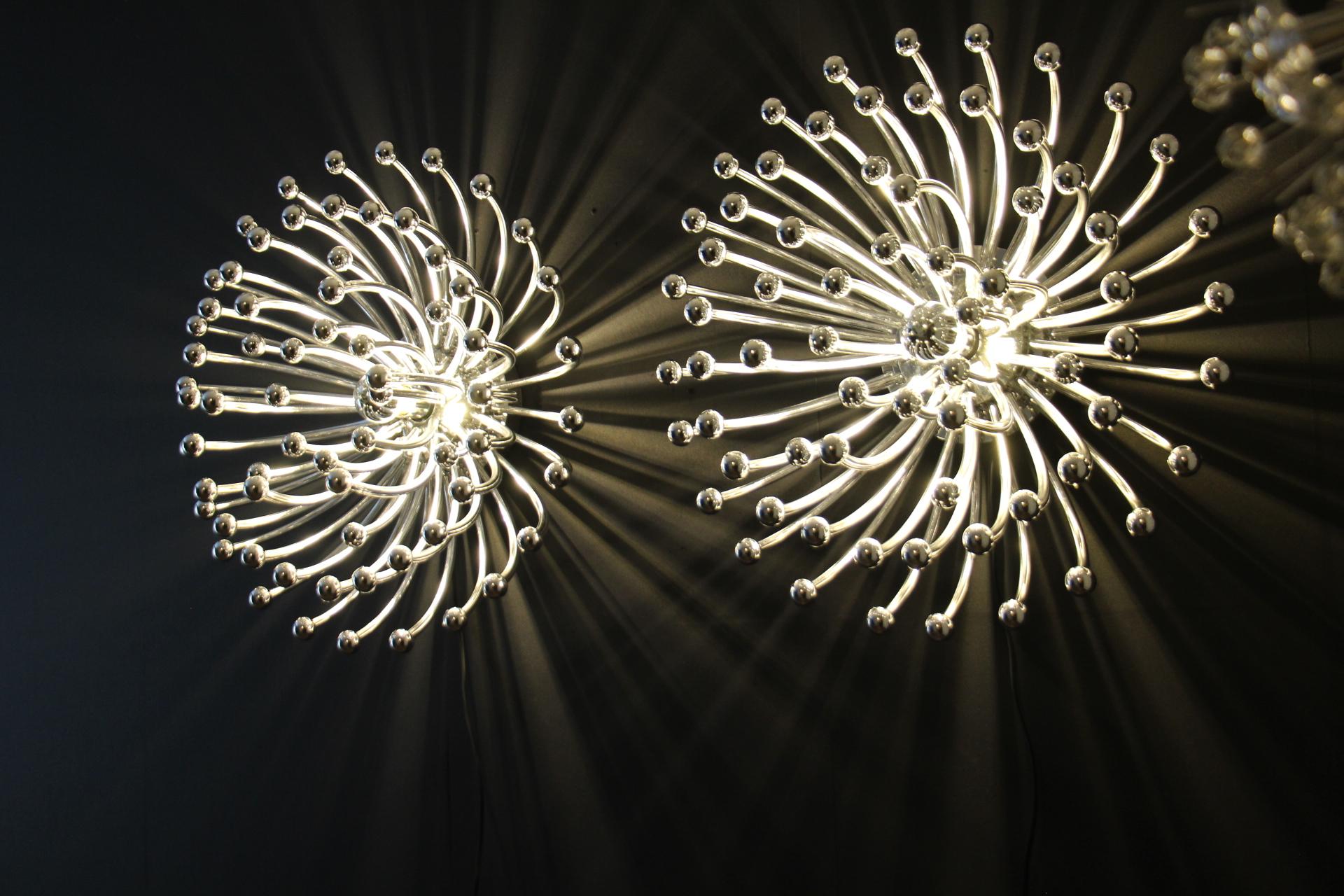 Resin 60 cm Silver Pistillo Chandeliers Table Lamps or Wall Lamps By Valenti Milano For Sale