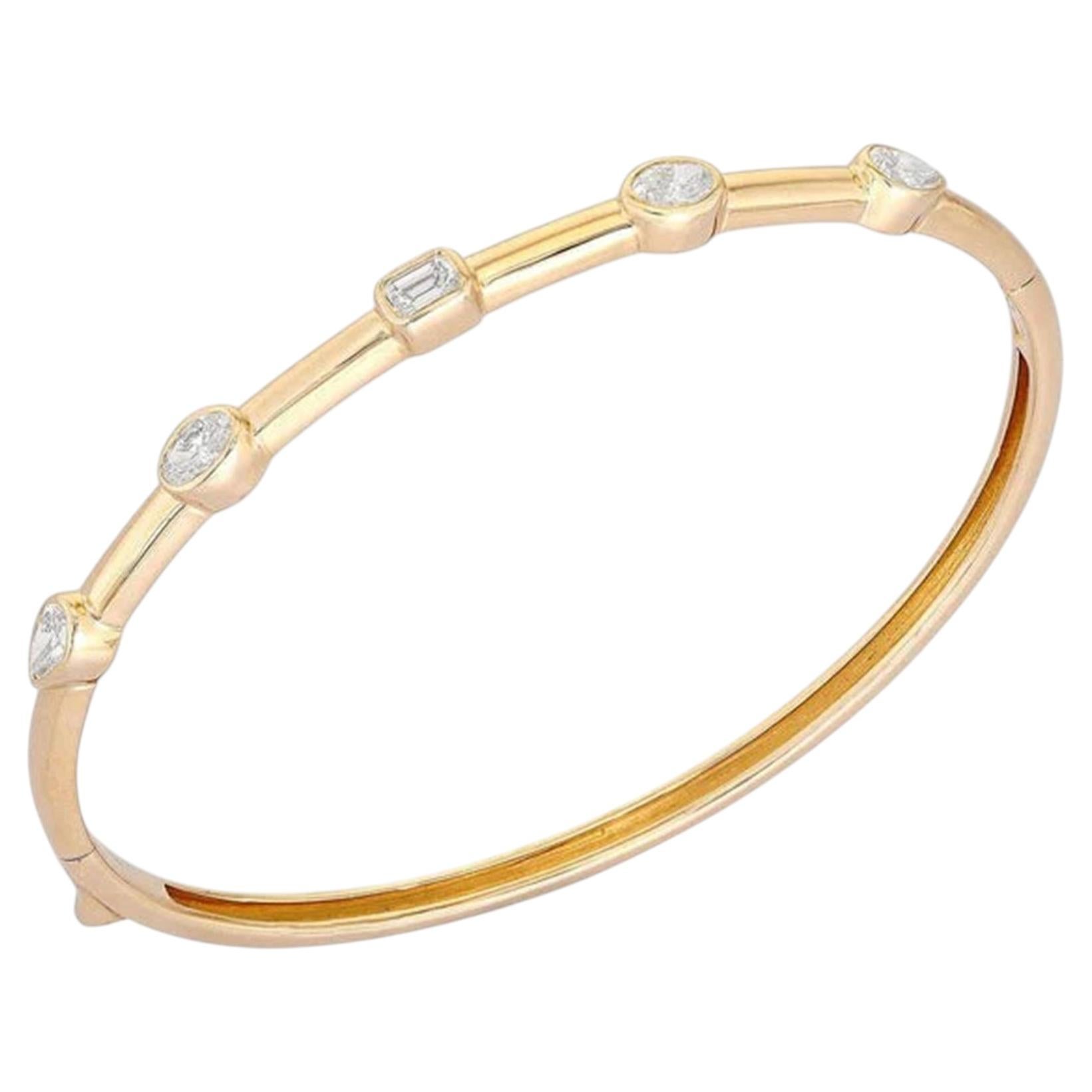 60 Bracelet en or jaune 14K (ou 18k sur demande) avec diamant fantaisie en vente
