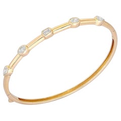60 Fancy Diamond 14K (or 18k upon request) Yellow Gold Bangle Bracelet