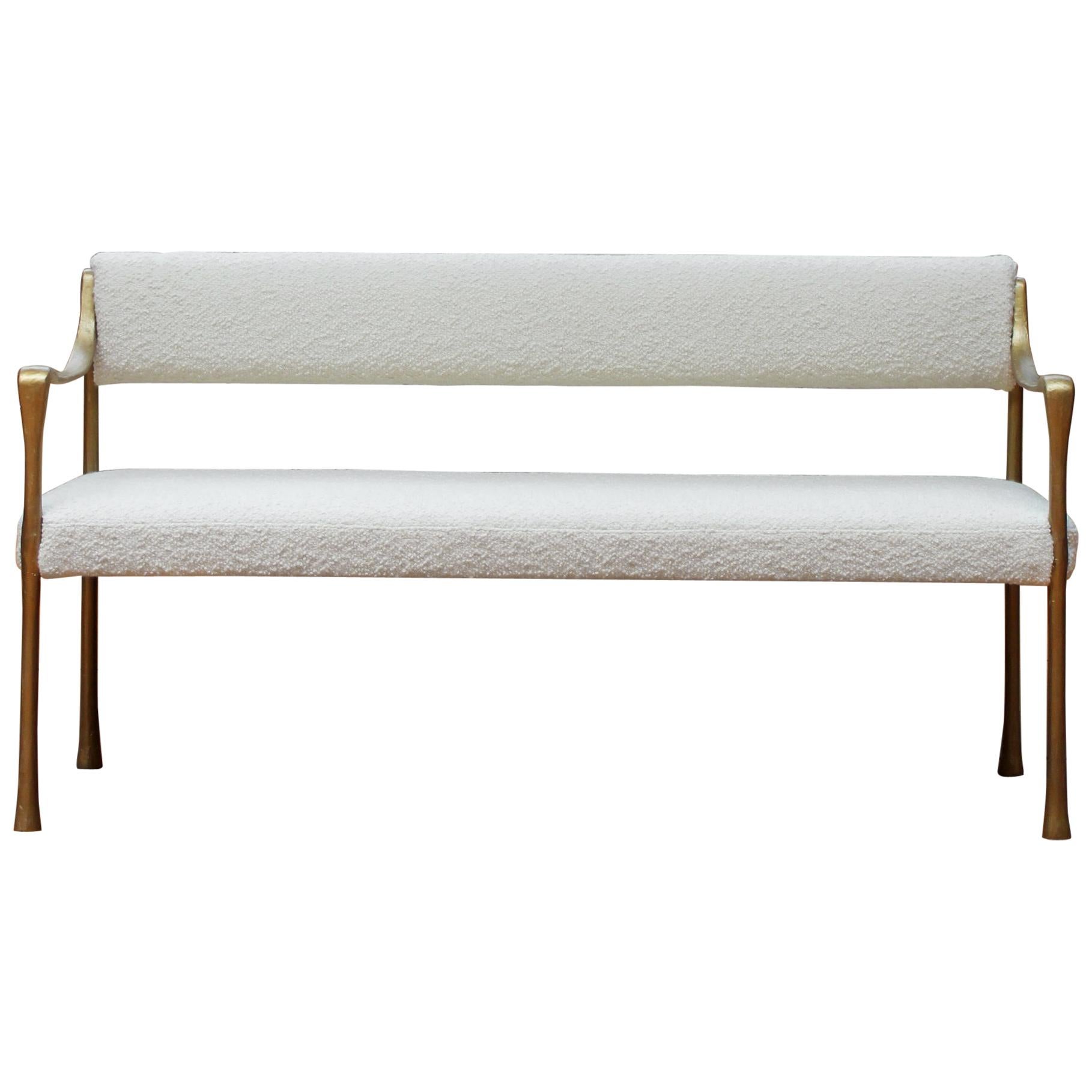 60" Giac Settee with Aluminum Hand Patinated  Frame Contemporary Seating For Sale