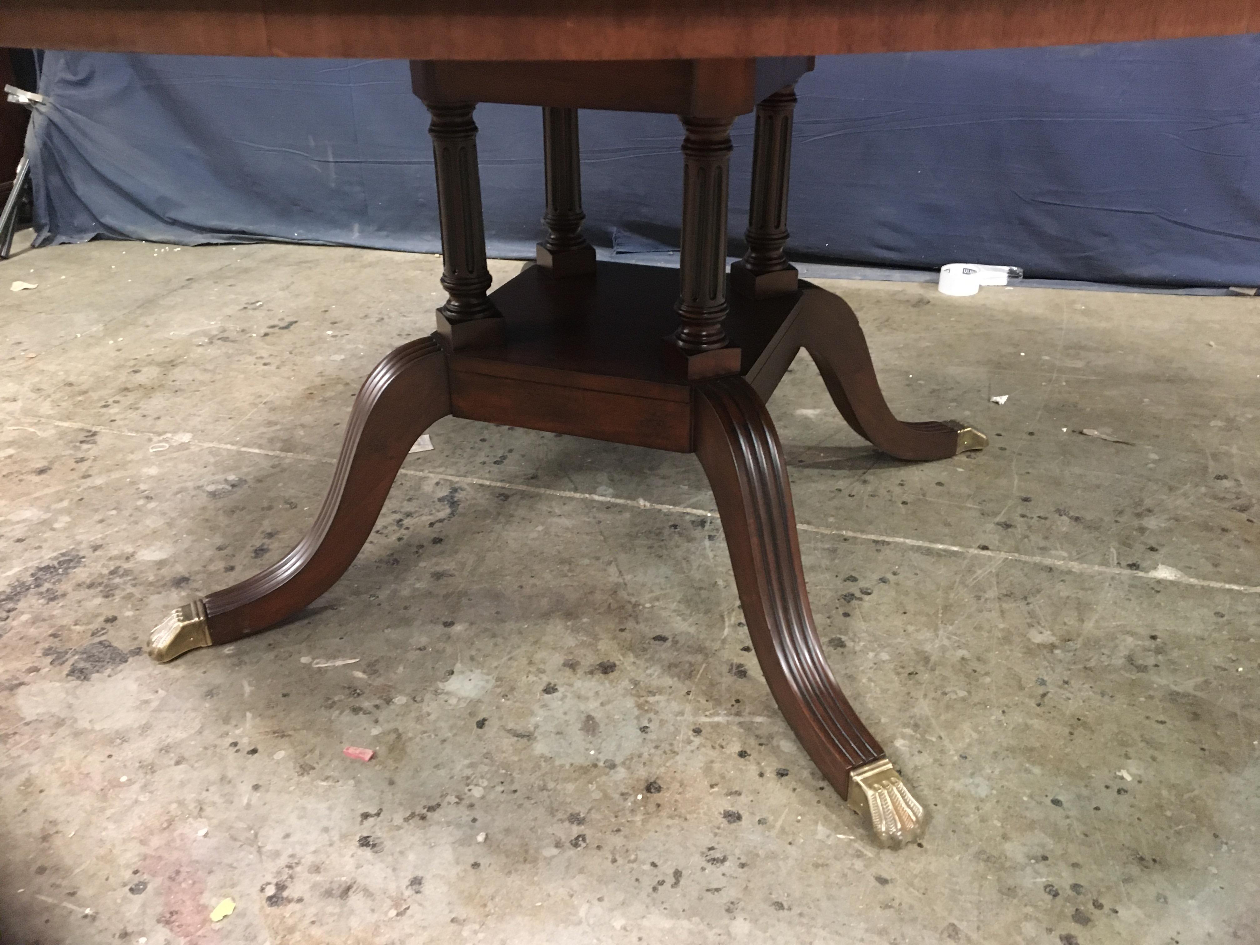 American Round Mahogany Georgian Style Pedestal Dining Table by Leighton Hall For Sale