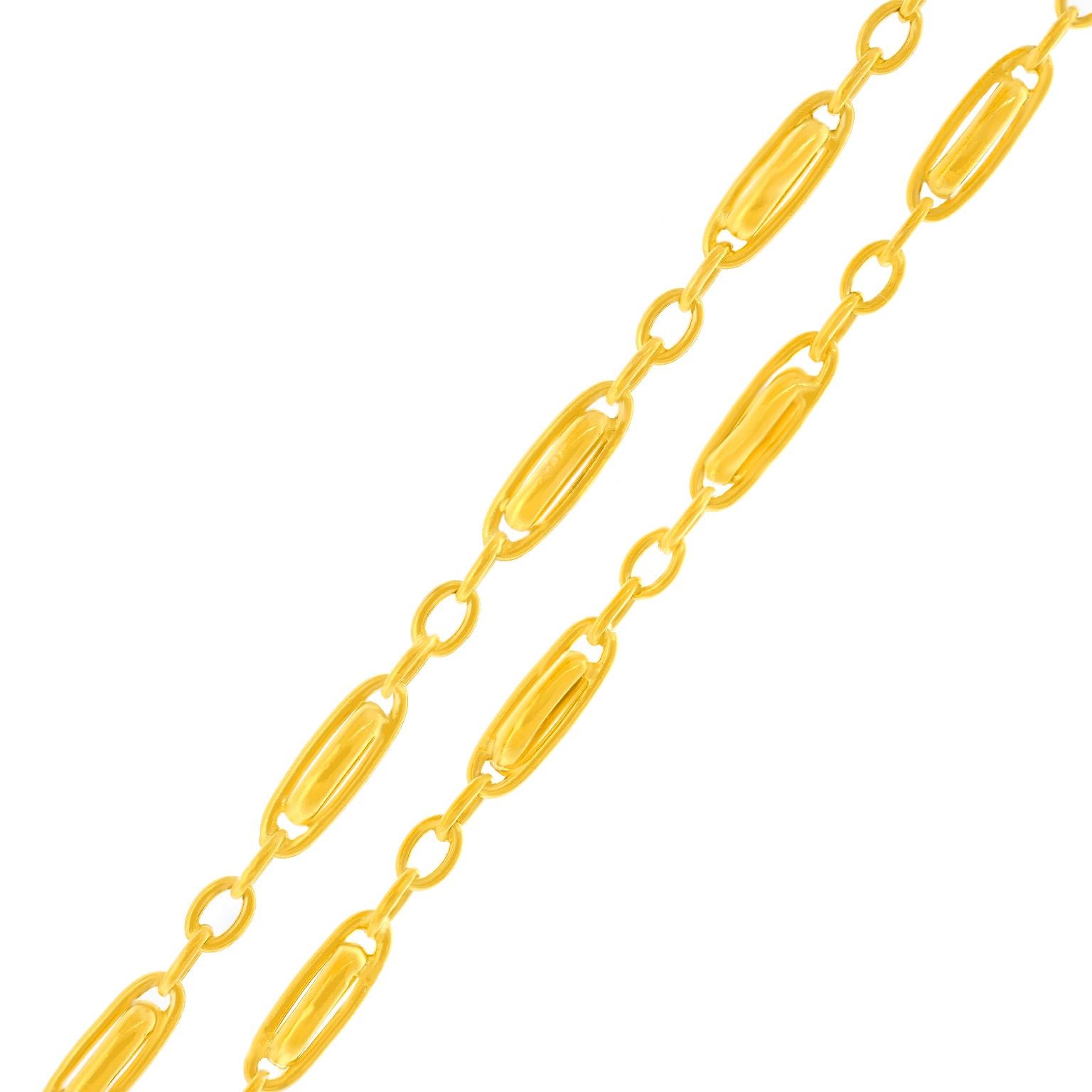 Collar de cadena francesa de 60 pulgadas 18k c1880s en Excelente estado para la venta en Litchfield, CT