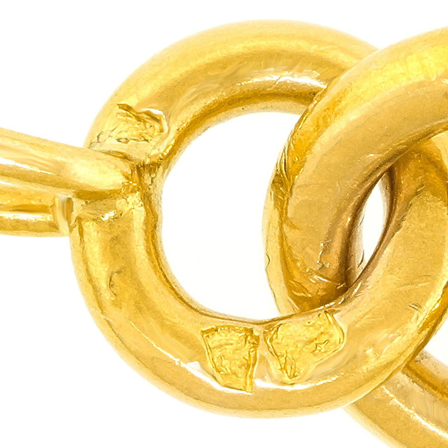 Collar de cadena francesa de 60 pulgadas 18k c1880s en venta 1