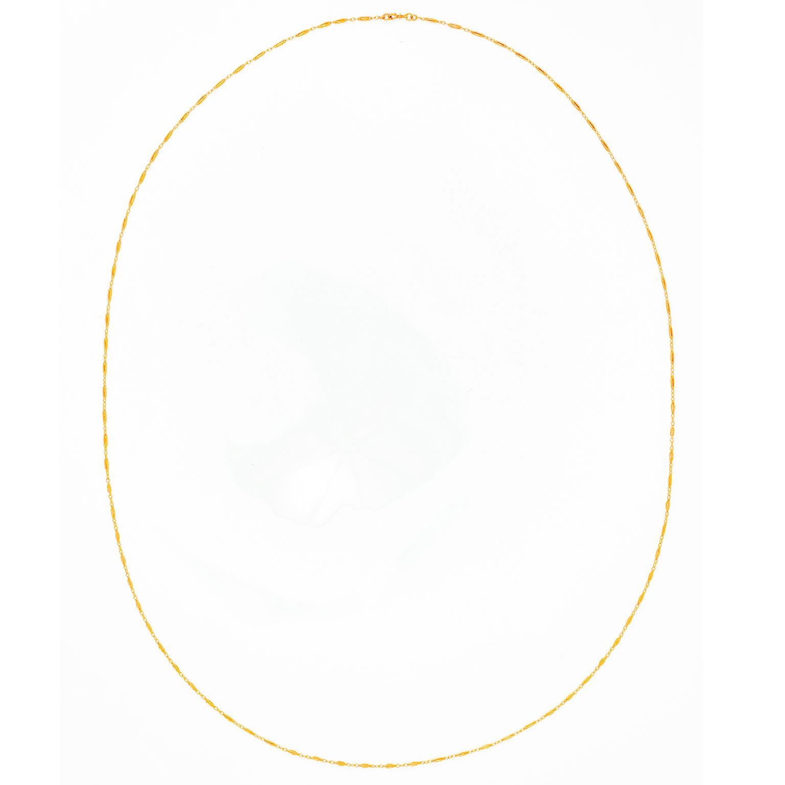 Collar de cadena francesa de 60 pulgadas 18k c1880s en venta 3